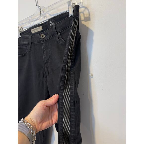AG Adriano Goldschmied The Remi‎ Ankle Super Skinny Tux Jeans Studded Black 28R - Picture 6 of 8